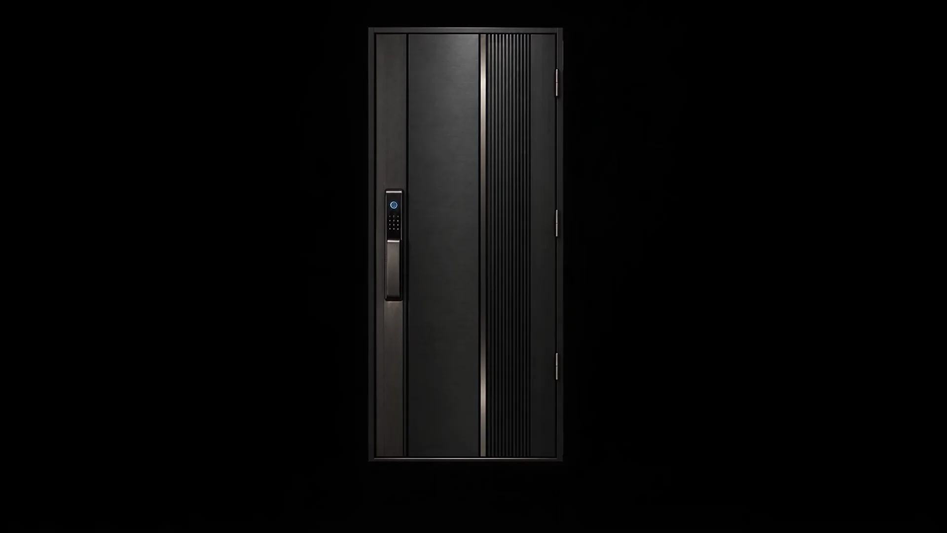 A closed black door
